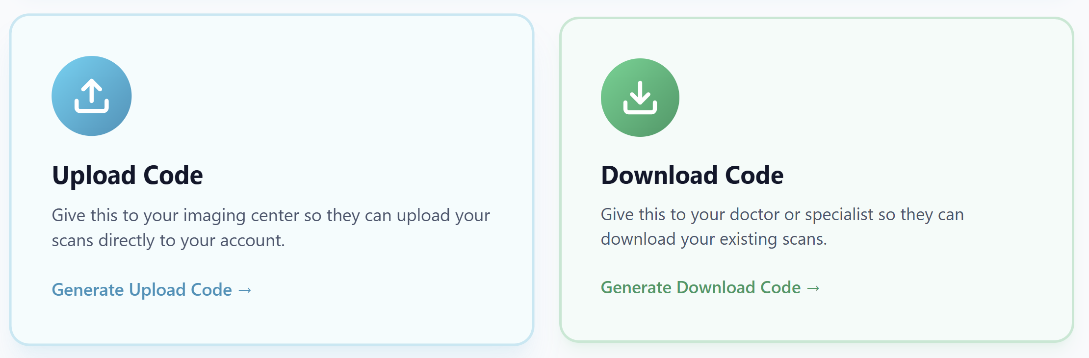 VisitVizor user flow for creating upload and download codes